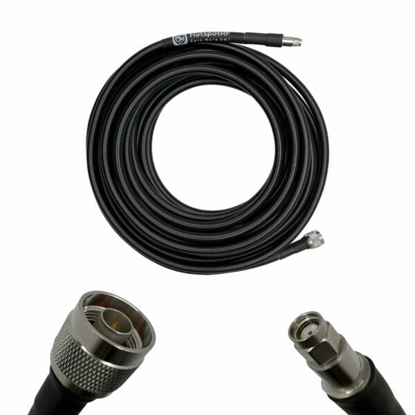 Helium Cable Low Loss HotspotRF-400 N-Male to RP-SMA Male, 30 ft.